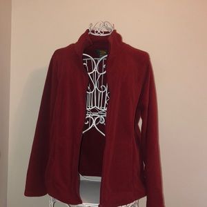 Red zip up jacket